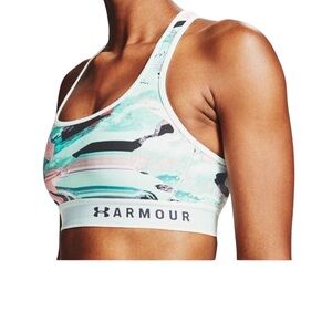 Under Armour Women's Abstract Camo Sports Bra - Green and Black